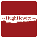 Red landing page image with the Hugh Hewitt logo in white color and located in the middle.