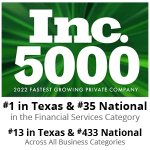 Green landing page logo of the Inc. 5000 representing the 2022 fastest-growing private company with their placements in Texas.